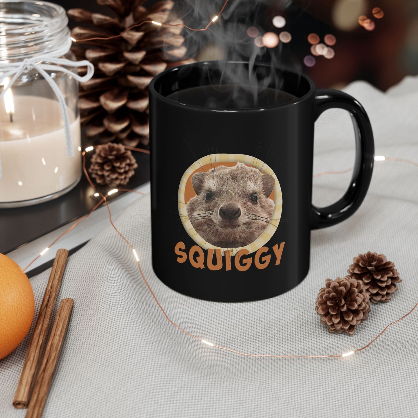 Squiggy Black Mug - Hyrax Coffee Mug