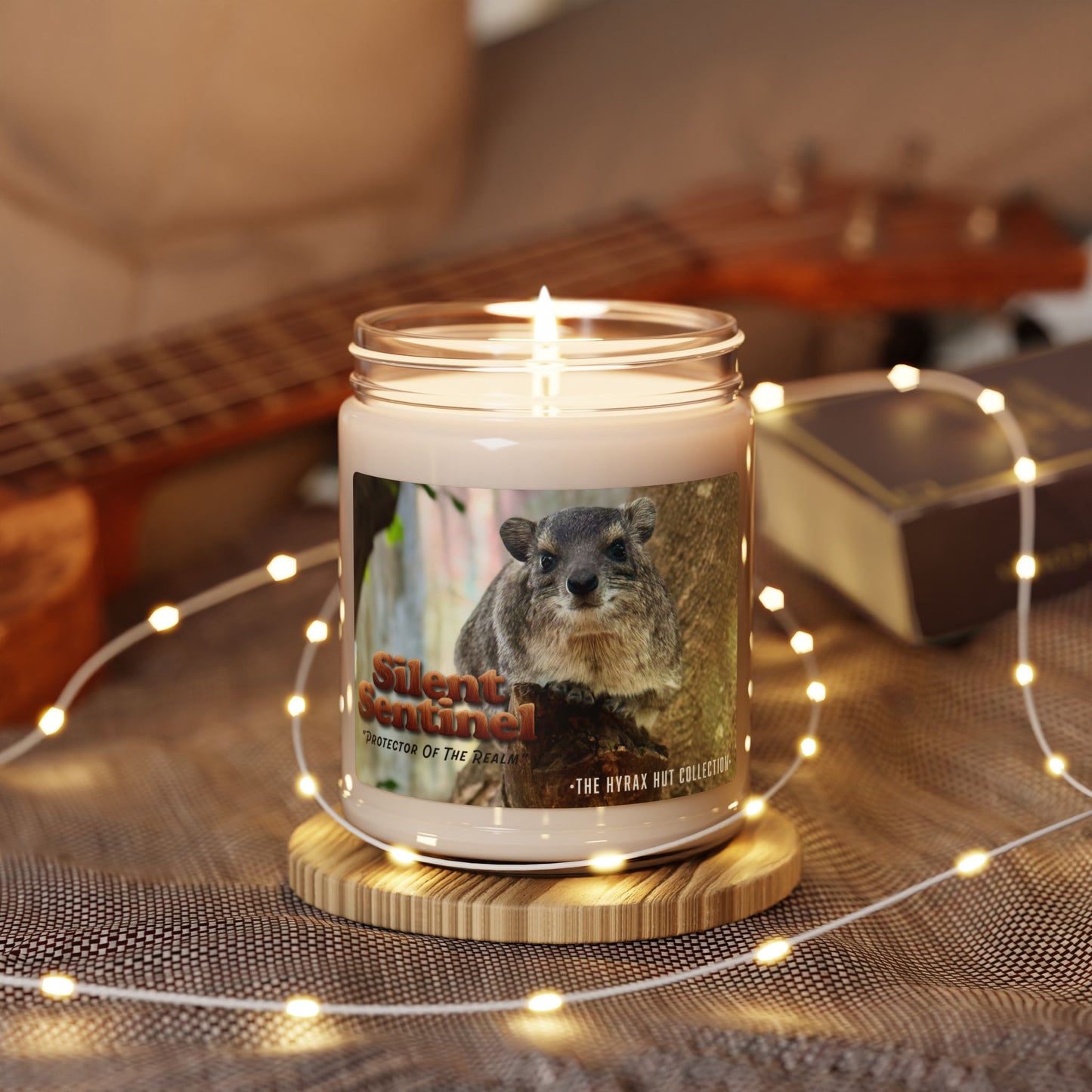 Silent Sentinel - Scented Soy Candle with Adorable Hyrax Print, Eco-Friendly Gift for Pet Lovers, Home Decor, Relaxation, Birthday