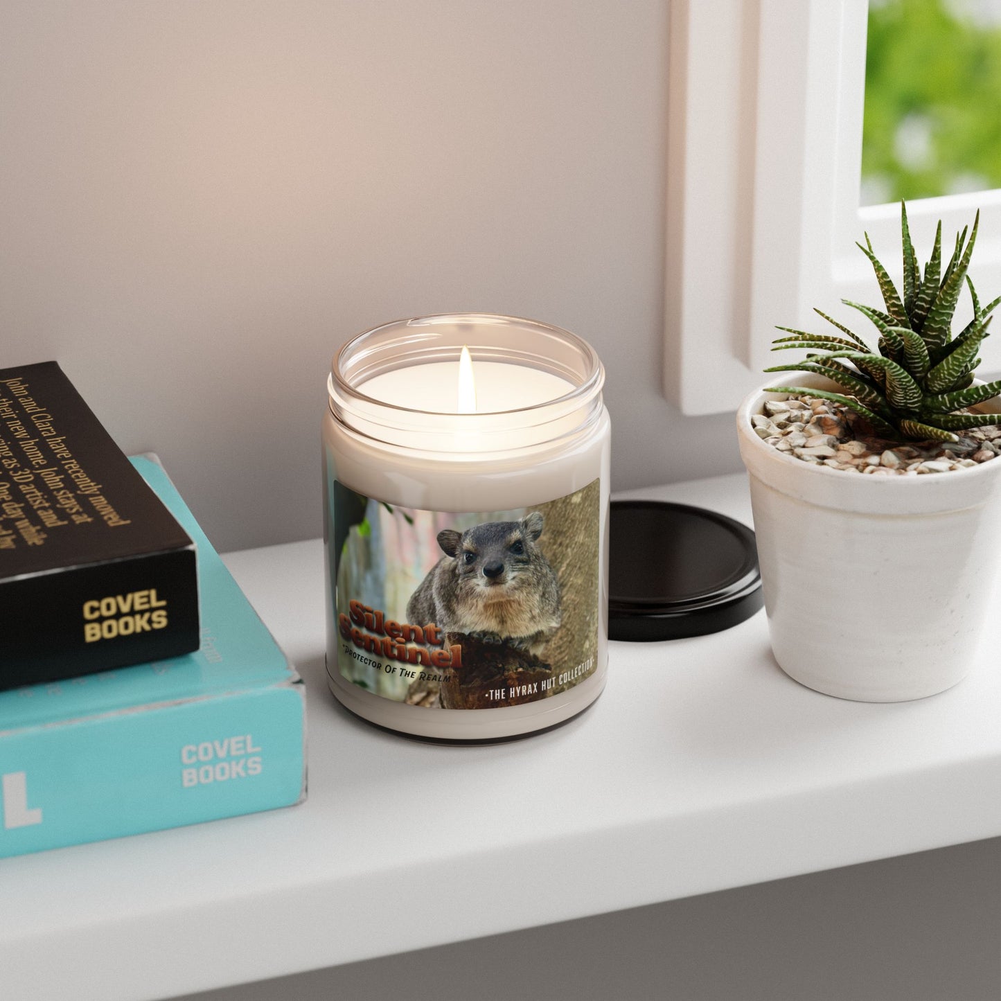 Silent Sentinel - Scented Soy Candle with Adorable Hyrax Print, Eco-Friendly Gift for Pet Lovers, Home Decor, Relaxation, Birthday
