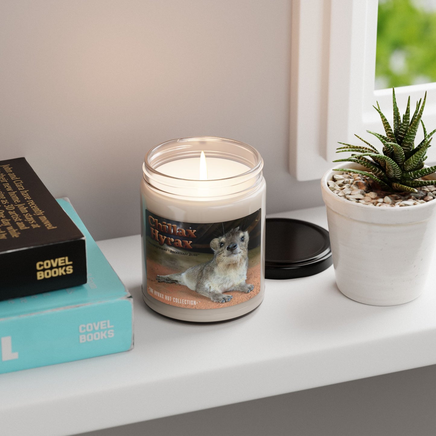 Chillax Hyrax Scented Soy Candle with Adorable Hyrax Print, Eco-Friendly Gift for Pet Lovers, Home Decor, Relaxation, Birthday