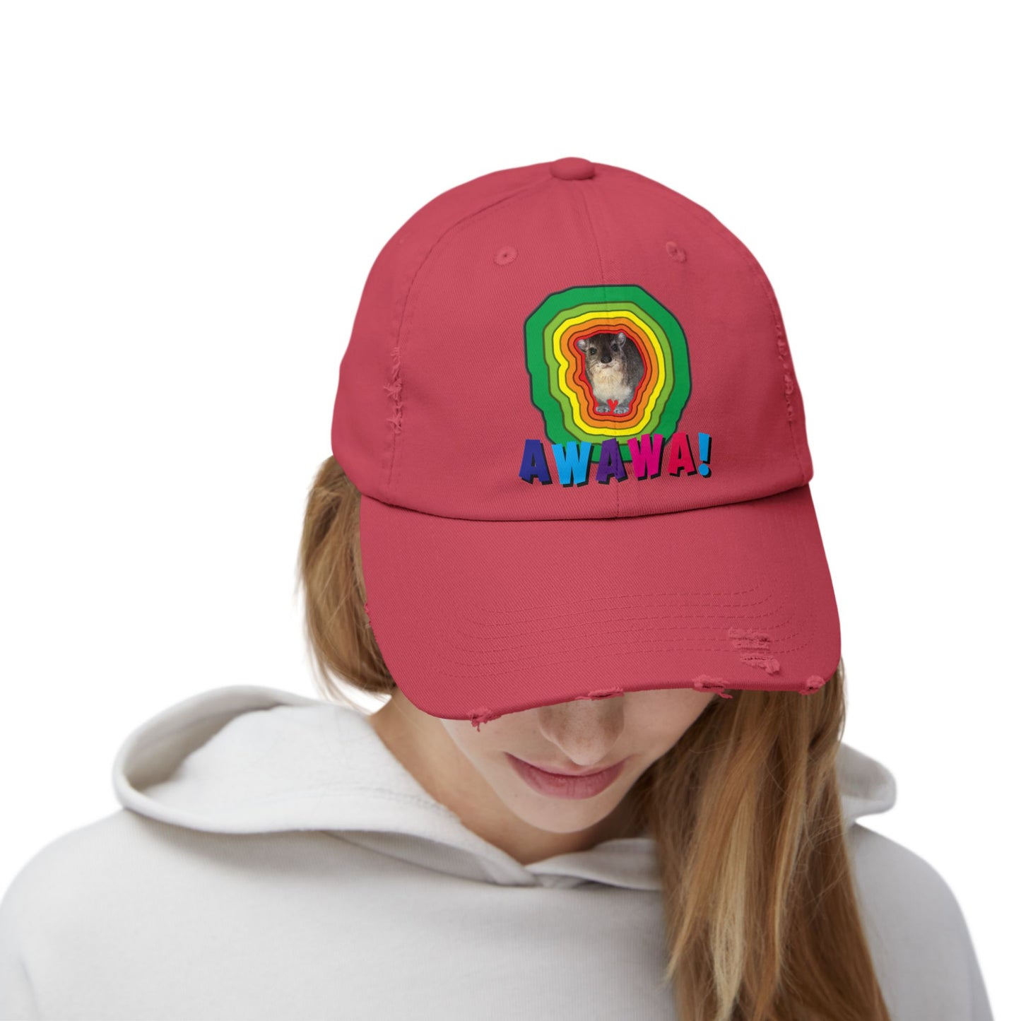 Colorful Hyrax Distressed Cap, Fun Awawa Accessory, Festival Gear, Gift for Hyrax Lovers, Casual Outdoor Hat, Unique Birthday Present