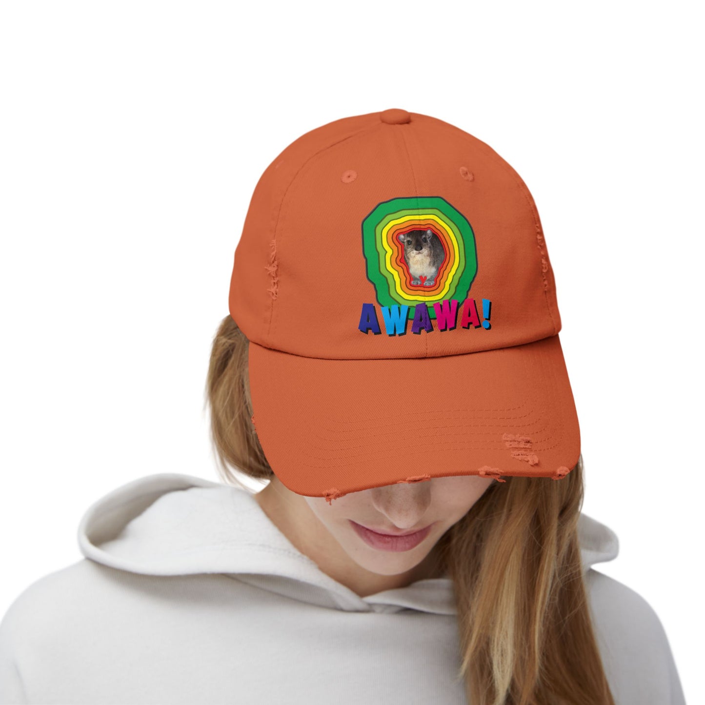 Colorful Hyrax Distressed Cap, Fun Awawa Accessory, Festival Gear, Gift for Hyrax Lovers, Casual Outdoor Hat, Unique Birthday Present