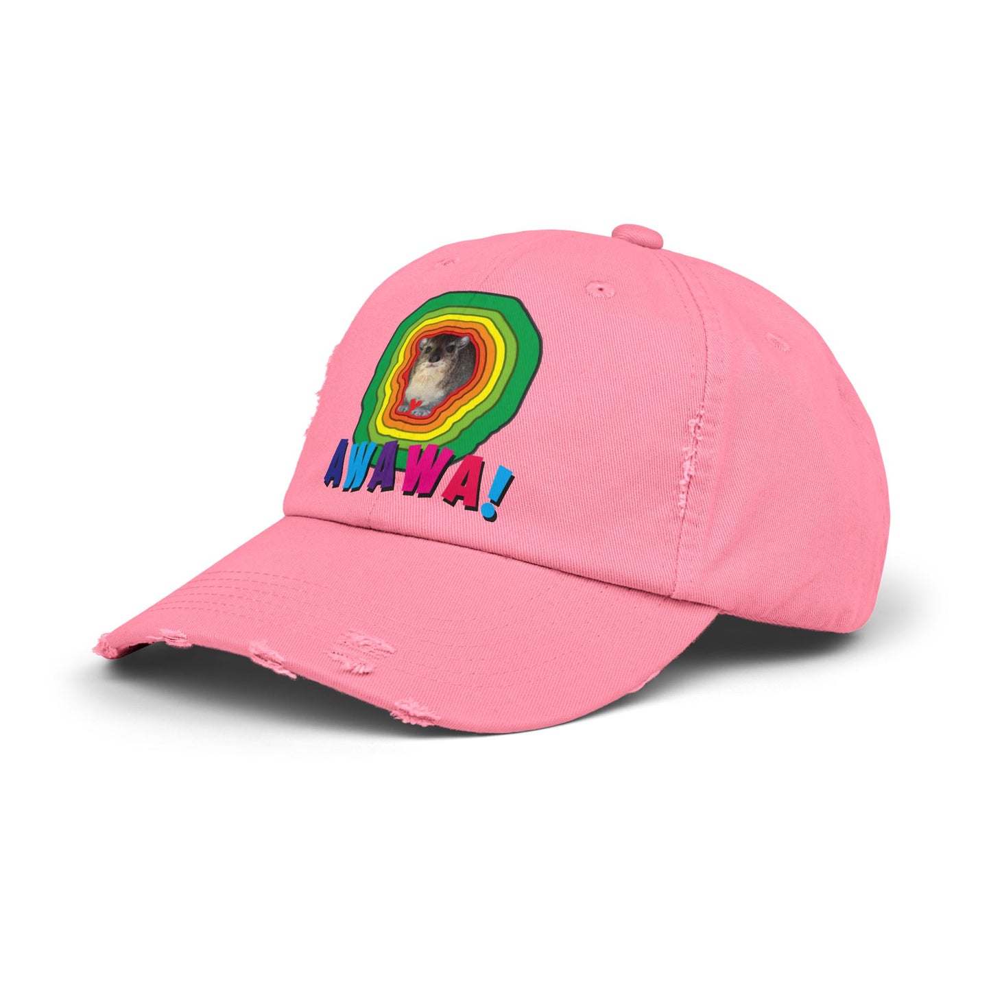 Colorful Hyrax Distressed Cap, Fun Awawa Accessory, Festival Gear, Gift for Hyrax Lovers, Casual Outdoor Hat, Unique Birthday Present