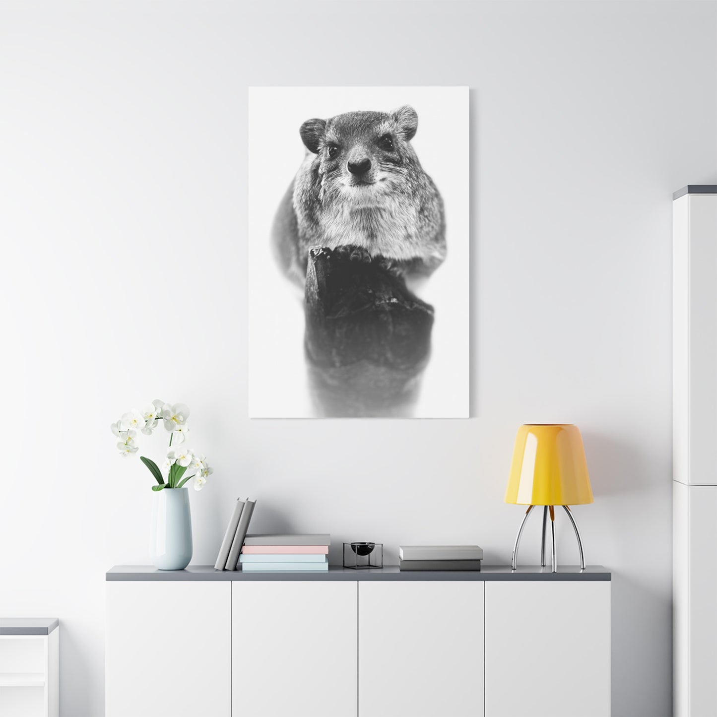 Hyrax Original Photo Black & White Matte Canvas Print - Stretched Wall Art