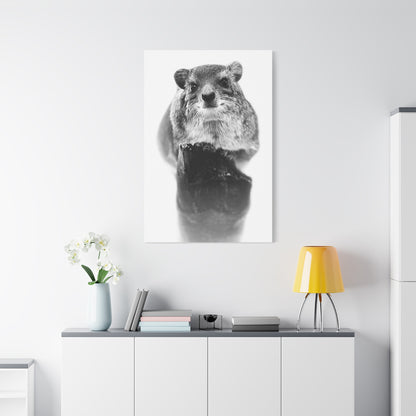 Hyrax Original Photo Black & White Matte Canvas Print - Stretched Wall Art
