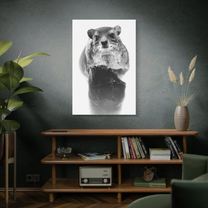 Hyrax Original Photo Black & White Matte Canvas Print - Stretched Wall Art
