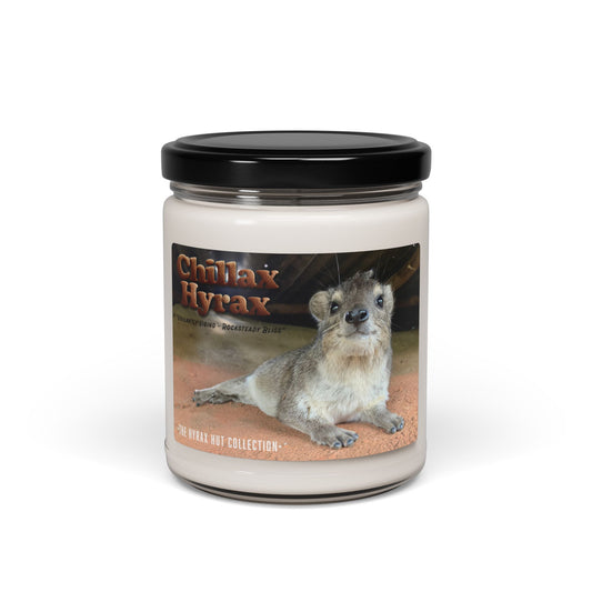 Chillax Hyrax Scented Soy Candle with Adorable Hyrax Print, Eco-Friendly Gift for Pet Lovers, Home Decor, Relaxation, Birthday