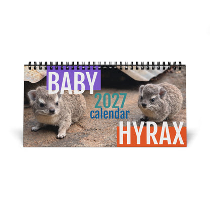 2027 Desktop Calendar - Cute Baby Hyrax Desk Grid Calendar