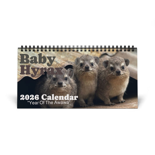 Baby Hyrax 2026 Desktop Calendar — Cute Wawa Photos