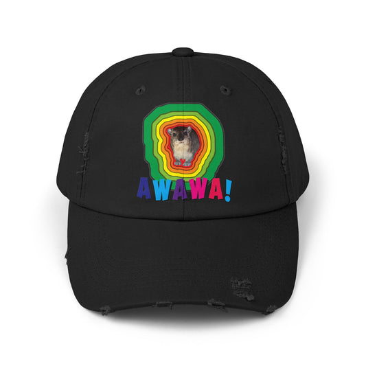 Colorful Hyrax Distressed Cap, Fun Awawa Accessory, Festival Gear, Gift for Hyrax Lovers, Casual Outdoor Hat, Unique Birthday Present