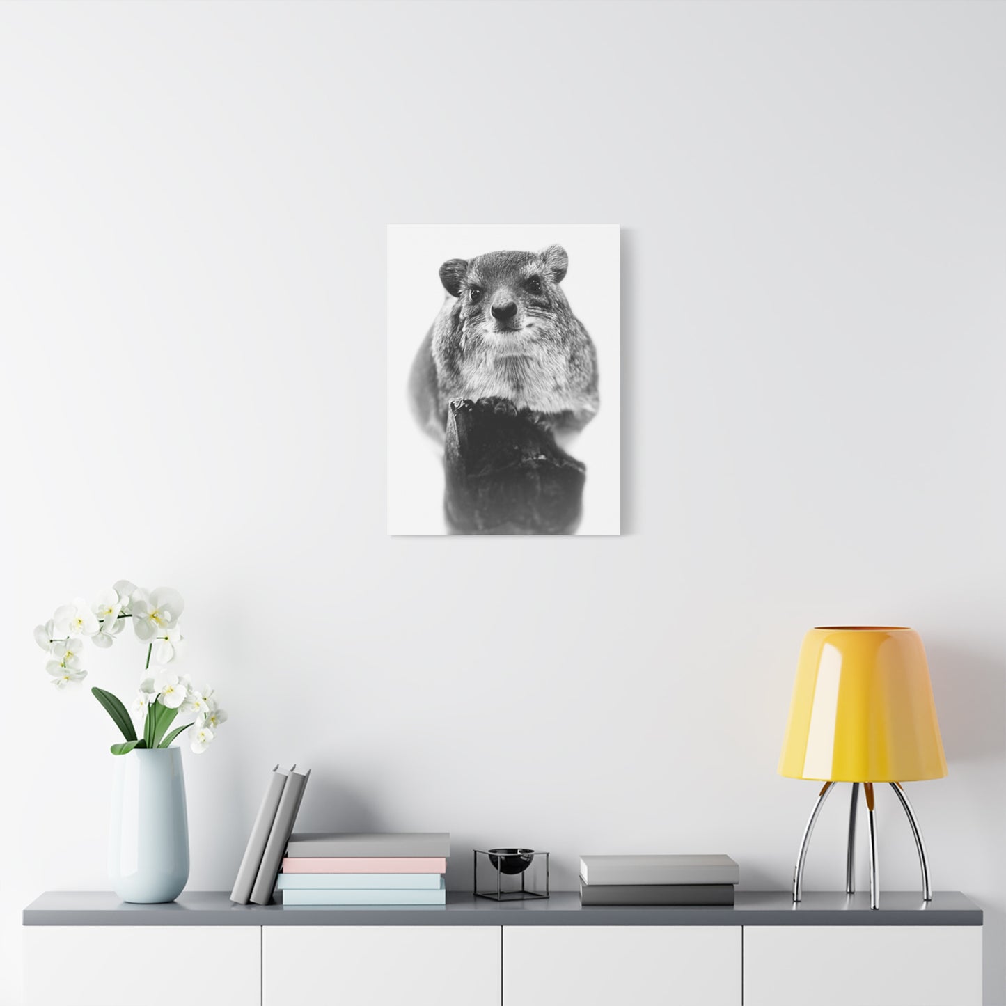 Hyrax Original Photo Black & White Matte Canvas Print - Stretched Wall Art