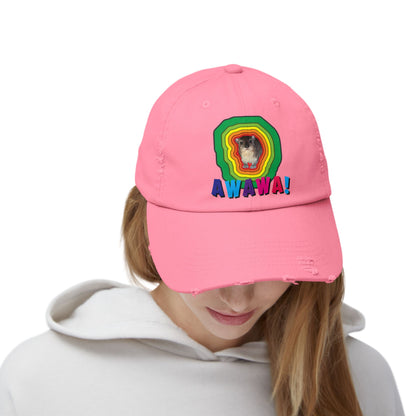 Colorful Hyrax Distressed Cap, Fun Awawa Accessory, Festival Gear, Gift for Hyrax Lovers, Casual Outdoor Hat, Unique Birthday Present