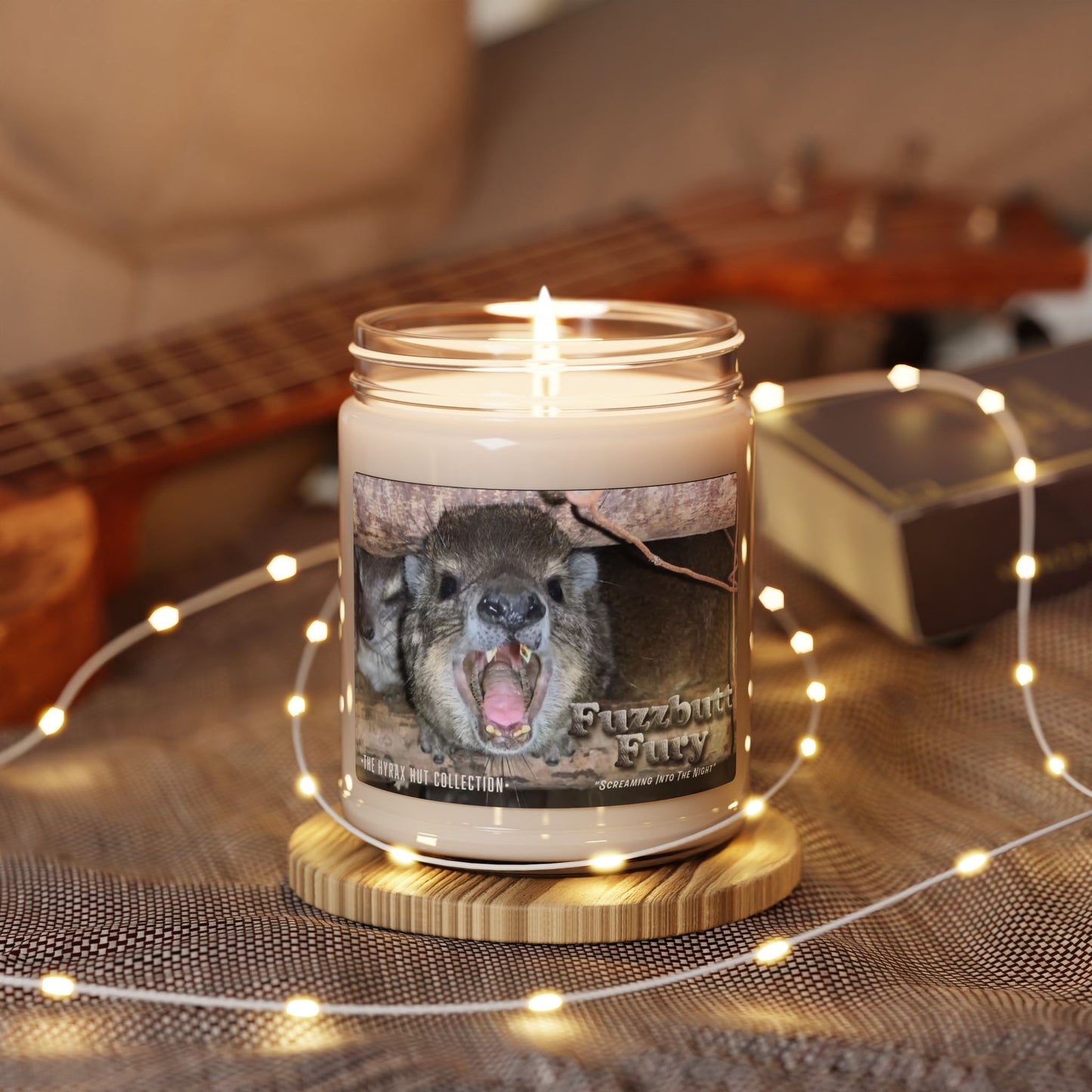 Fuzzbutt Fury - Scented Soy Candle with Adorable Hyrax Print, Eco-Friendly Gift for Pet Lovers, Home Decor, Relaxation, Birthday