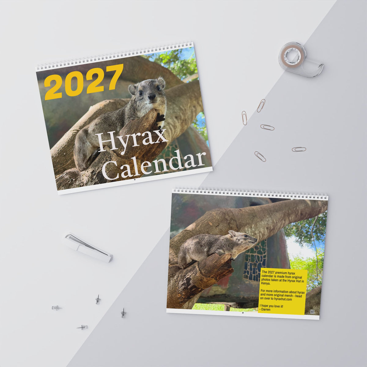 2027 Premium Wall Calendar – Adorable Hyrax Wildlife Photography