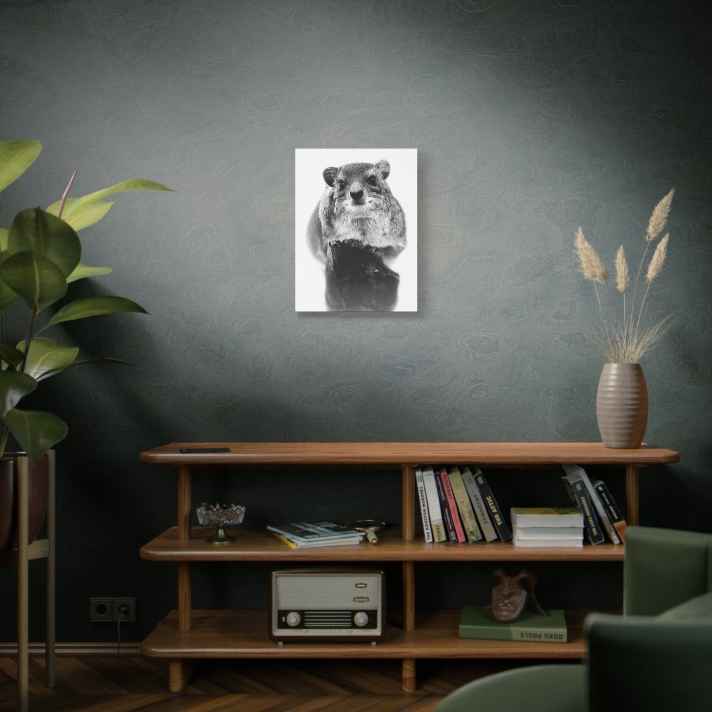 Hyrax Original Photo Black & White Matte Canvas Print - Stretched Wall Art