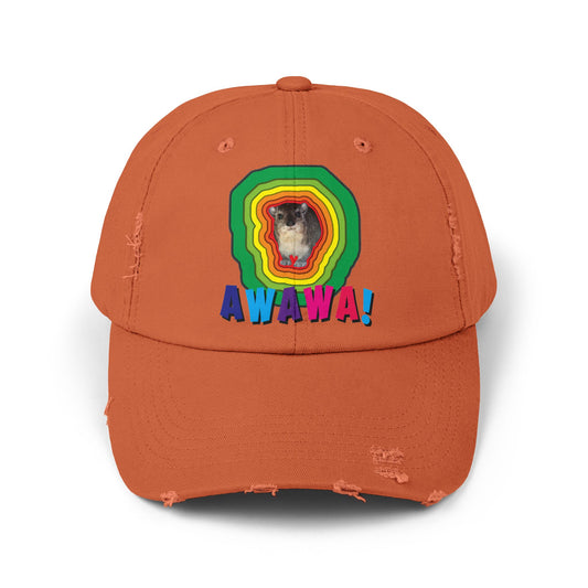 Colorful Hyrax Distressed Cap, Fun Awawa Accessory, Festival Gear, Gift for Hyrax Lovers, Casual Outdoor Hat, Unique Birthday Present
