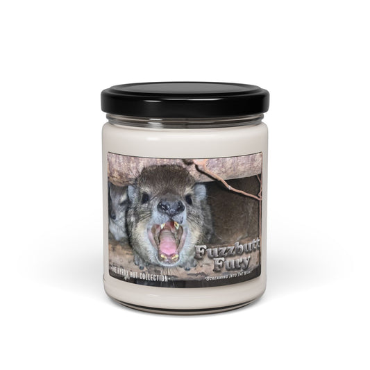 Fuzzbutt Fury - Scented Soy Candle with Adorable Hyrax Print, Eco-Friendly Gift for Pet Lovers, Home Decor, Relaxation, Birthday
